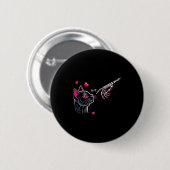 Black Cat Skeleton Hand Boop Valentine's Day Pet O Button (Vorne & Hinten)