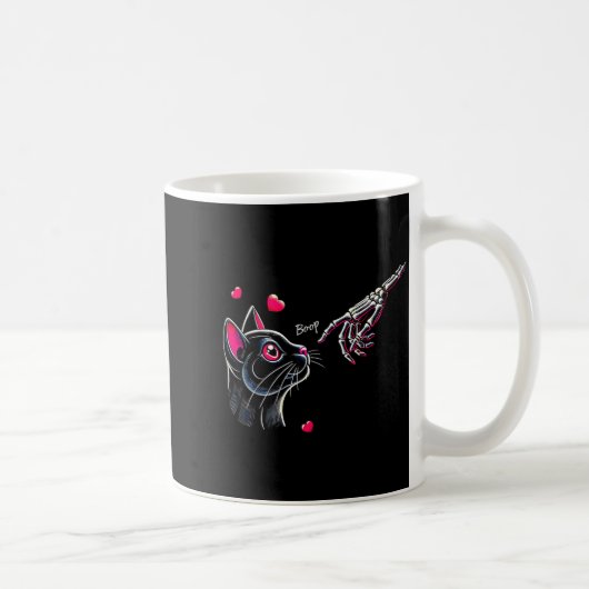 Black Cat Skeleton Hand Boop Valentine's Day Pet O Kaffeetasse (Rechts)