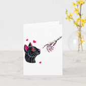 Black Cat Skeleton Hand Boop Valentines Day Pet O Karte (Gelbe Blume)