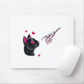 Black Cat Skeleton Hand Boop Valentines Day Pet O Mousepad (Mit Mouse)