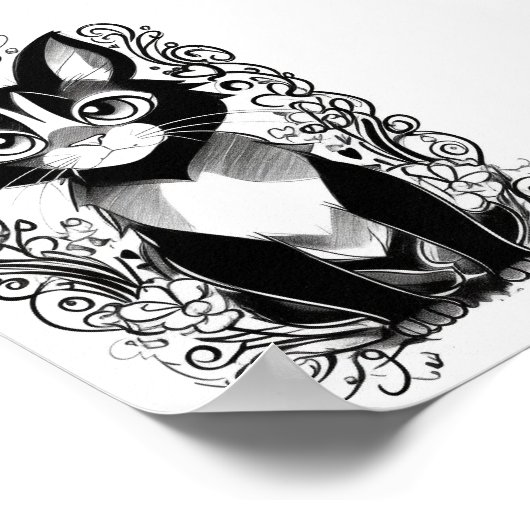 Black Cat Sketch Poster (Ecke)