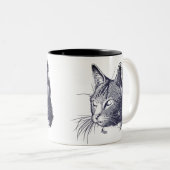 Black Cat Sketch Zweifarbige Tasse (VorderseiteRechts)
