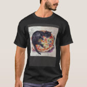 Black Cat Sleep Pizza T-Shirt (Vorderseite)
