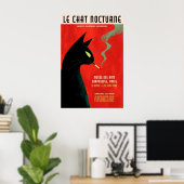 Black Cat Smoking Poster - Retro French Exhibition (Heimbüro)