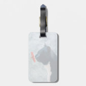 Black Cat Sniffing Blume Gepäckanhänger (Rückseite vertikal)