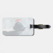 Black Cat Sniffing Blume Gepäckanhänger (Rückseite horizontal)