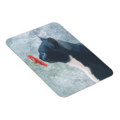 Black Cat Sniffing Blume Magnet (Rechte Seite)