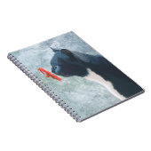 Black Cat Sniffing Blume Notizblock (Rechte Seite)