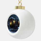 Black Cat Snowy Sleigh Ride Weihnachtsdekor Keramik Kugel-Ornament (Rechts)