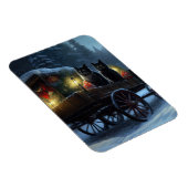 Black Cat Snowy Sleigh Ride Weihnachtsdekor Magnet (Rechte Seite)