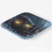 Black Cat Snowy Sleigh Ride Weihnachtsdekor Pappteller (Gewinkelt)