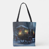 Black Cat Snowy Sleigh Ride Weihnachtsdekor Tasche (Rückseite)