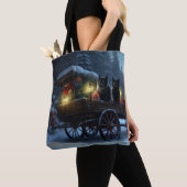 Black Cat Snowy Sleigh Ride Weihnachtsdekor Tasche (Von Nahem)