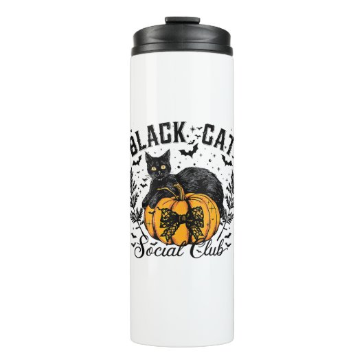 Black Cat Social Club, Halloween, Coquette, Gothic Thermosbecher (Vorderseite)
