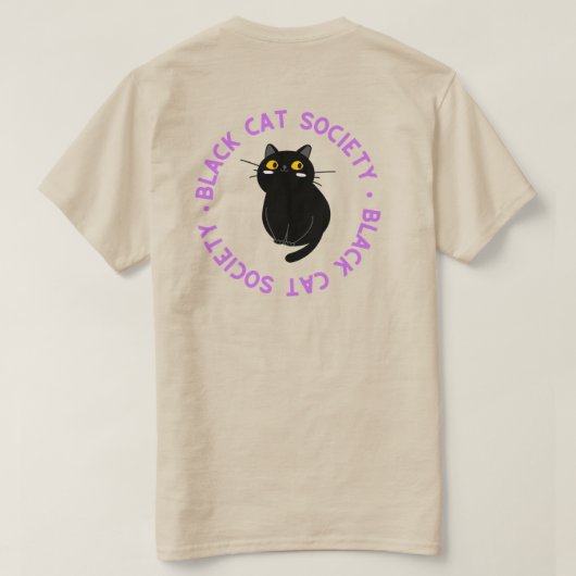 Black Cat Society T - Shirt Lila (Design Rückseite)
