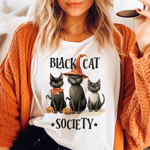 Black Cat Society Vintag Halloween Tri-Blend Shirt