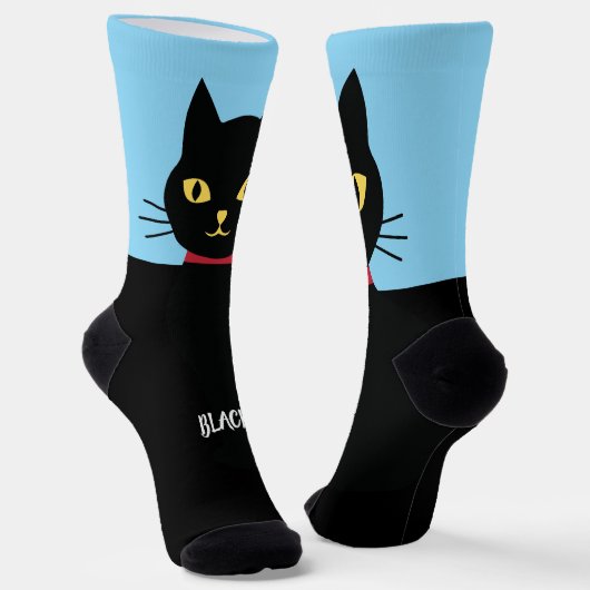Black Cat Socks Gift for Cat Lovers Socken (Gewinkelt)