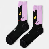 Black Cat Socks Gift for Cat Lovers Socken (Linkes Detail)