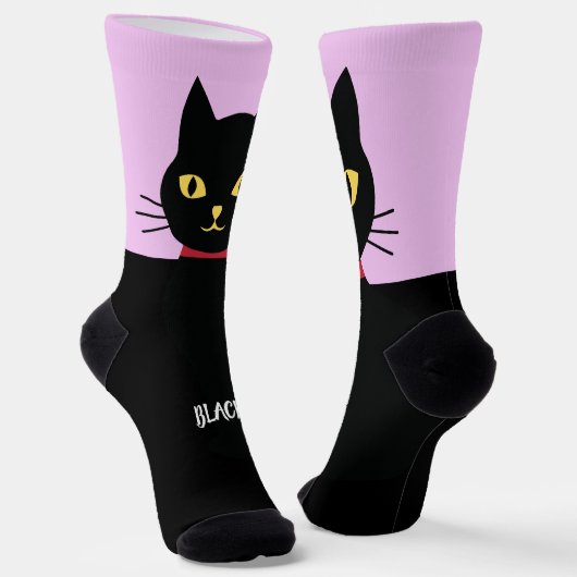 Black Cat Socks Gift for Cat Lovers Socken (Gewinkelt)