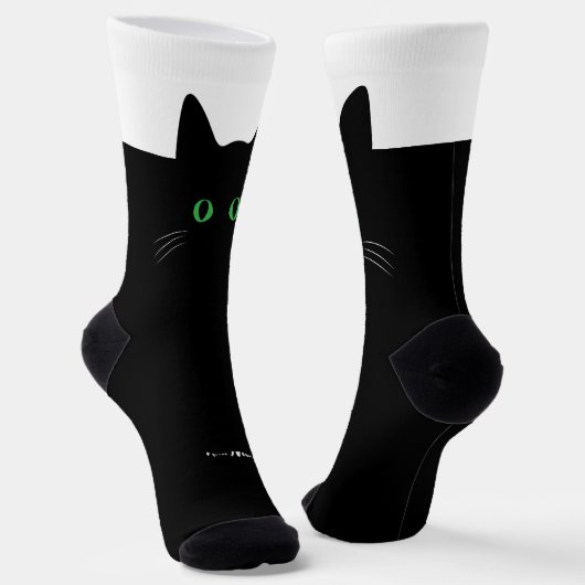 Black Cat Socks with Custom Name – Cute Gift Socken (Gewinkelt)