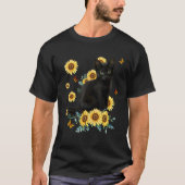 Black Cat Sonnenblume Sonnenblume Katze Sonnensche T-Shirt (Vorderseite)