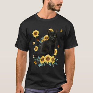 Black Cat Sonnenblume Sonnenblume Katze Sonnensche T-Shirt