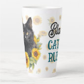 Black Cat Sonnenblumen Sprichwort Milchtasse (Vorderseite)