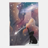 Black Cat Space Shooting Star Geschirrtuch (Vertikal)