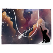 Black Cat Space Shooting Star Große Geschenktüte (Rückseite)