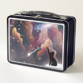 Black Cat Space Shooting Star Metall Brotdose (Vorderseite)