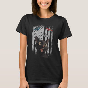Black Cat Spaceship von Alien USA Flag Graphic T-Shirt