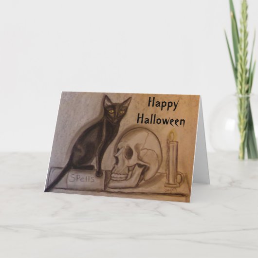 Black Cat Spells - Halloween - Karte (Vorderseite)