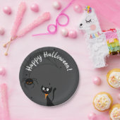 Black Cat & Spider Halloween Pappteller (Party)