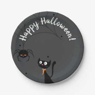 Black Cat & Spider Halloween Pappteller