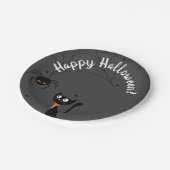 Black Cat & Spider Halloween Pappteller (Schrägansicht)