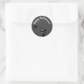 Black Cat & Spider Halloween Runder Aufkleber (Tasche)