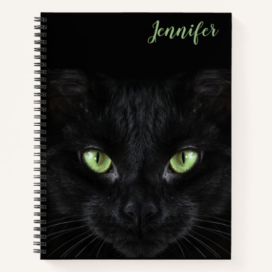Black Cat Spiral Notebook Personalisiert Notizblock (Vorderseite)
