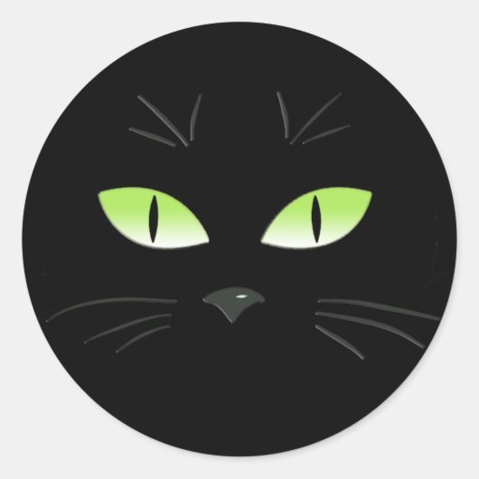 Black Cat Spooky Face Halloween Runder Aufkleber (Vorderseite)