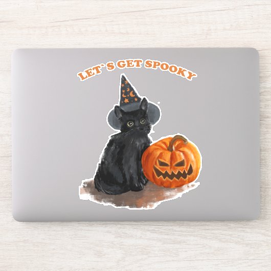 Black Cat Spooky Halloween FUNNY Aufkleber (Computer)