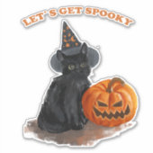Black Cat Spooky Halloween FUNNY Aufkleber (Vorderseite)