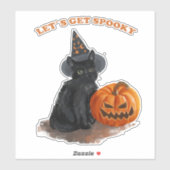 Black Cat Spooky Halloween FUNNY Aufkleber (Blatt)