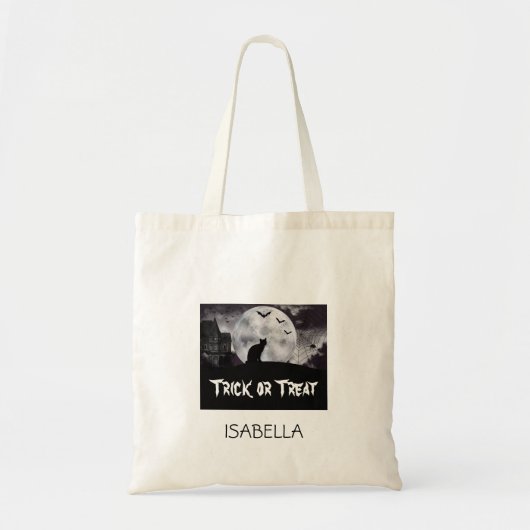 Black Cat Spooky Halloween Trick oder Trete Tote B Tragetasche (Vorne)