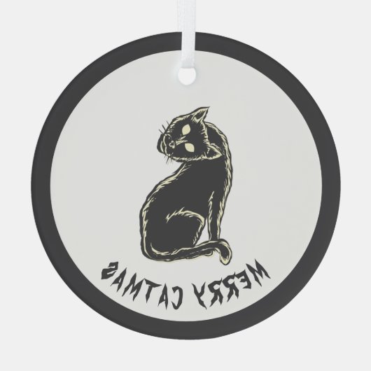 Black Cat Spooky Horror Ornament Aus Glas (Rückseite)