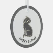 Black Cat Spooky Horror Ornament Aus Glas (Vorderseite Rechts)