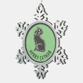 Black Cat Spooky Horror Schneeflocken Zinn-Ornament (Rechts)