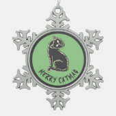 Black Cat Spooky Horror Schneeflocken Zinn-Ornament (Vorderseite)