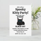 Black Cat Spooky Kitty Party Black Cat Einladung (Stehend Vorderseite)