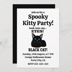 Black Cat Spooky Kitty Party Black Cat Einladung