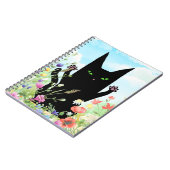 Black Cat Spring Fever: Kitty and Flowers Notizblock (Linke Seite)