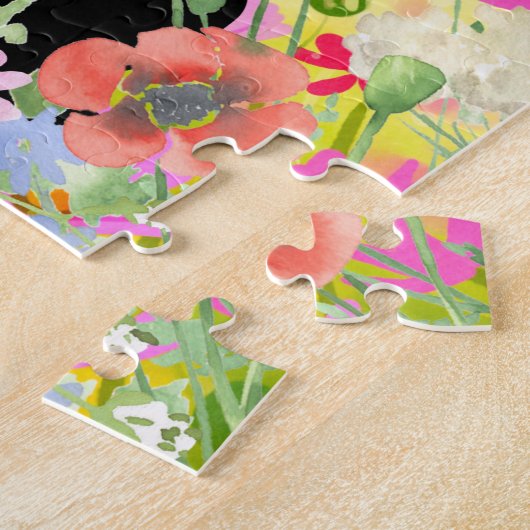 Black Cat Spring Fever: Kitty and Flowers Puzzle (Seite)
